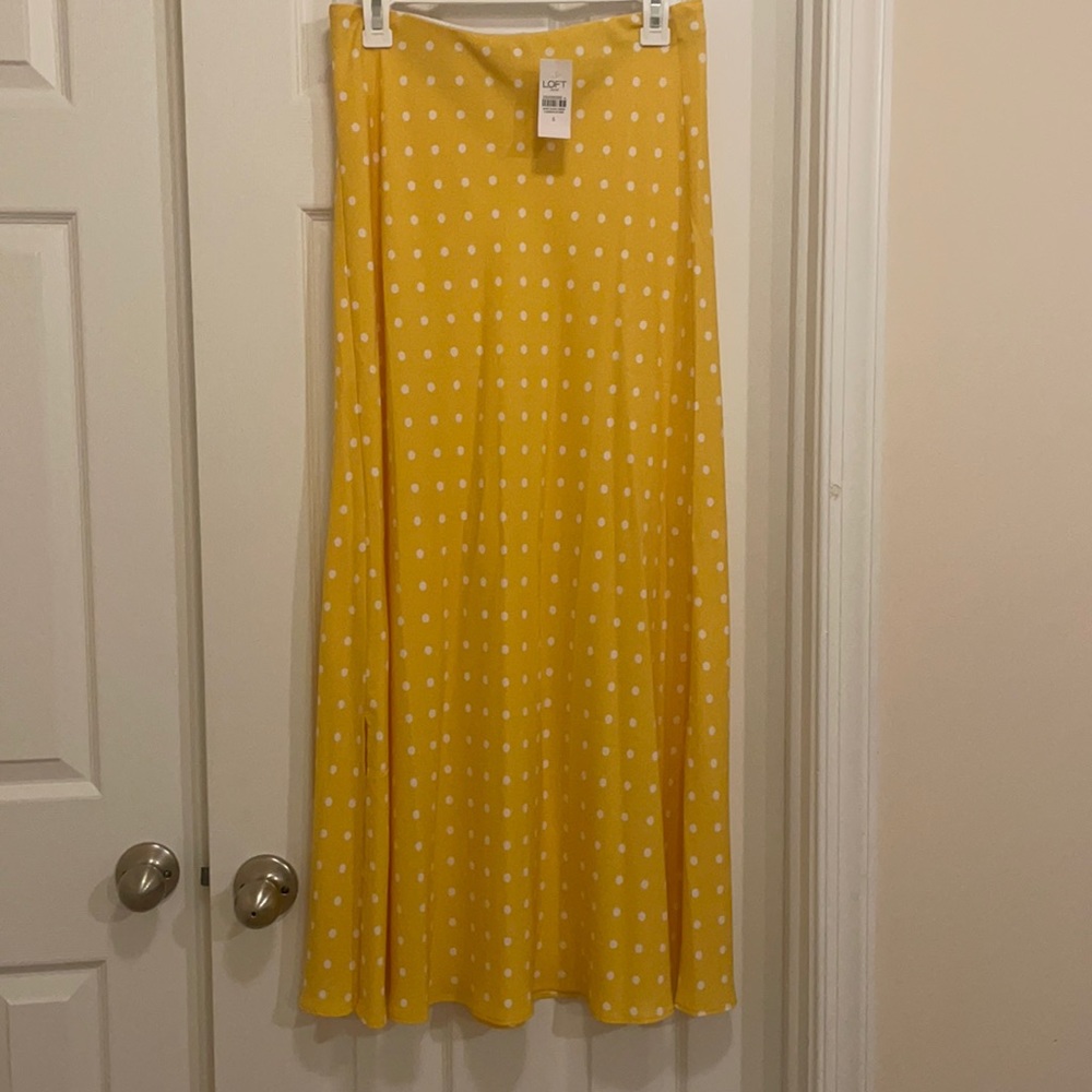LOFT Outlet Yellow Polka Dot Maxi Skirt *Brand New with Tags*